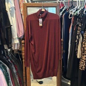 Maroon sweater dress puff sleeves